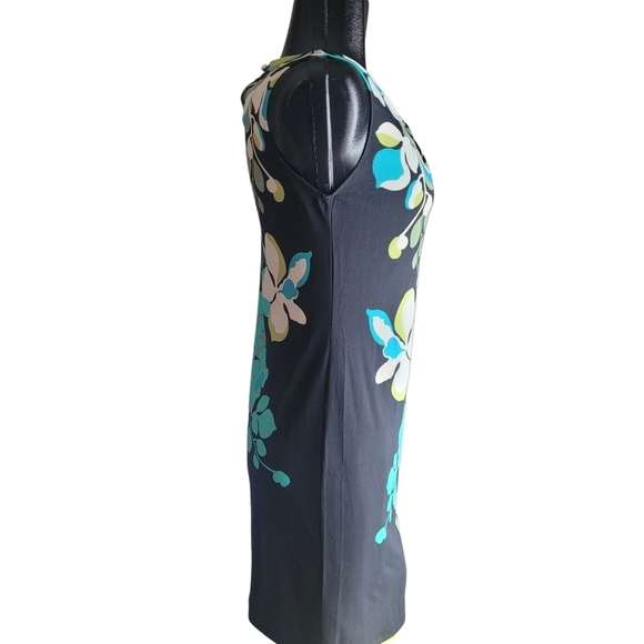 Jeune Jeunesse Black Colorful Floral Print Sheath Dress S - Picture 4 of 7
